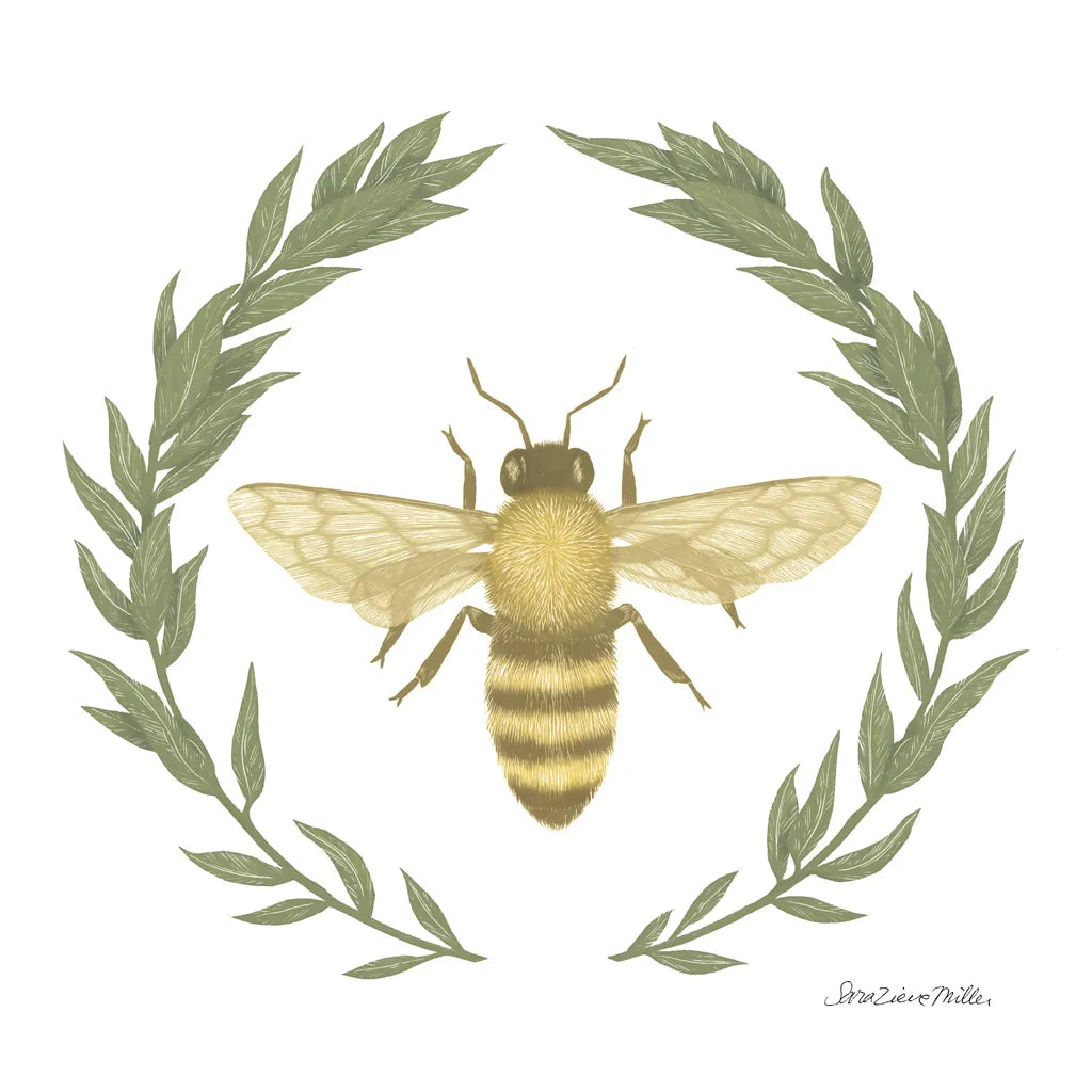 Happy to Bee Home I Yellow by Sara Zieve Miller. SKU 70698a. Archival Giclee Fine art print for wall decor.