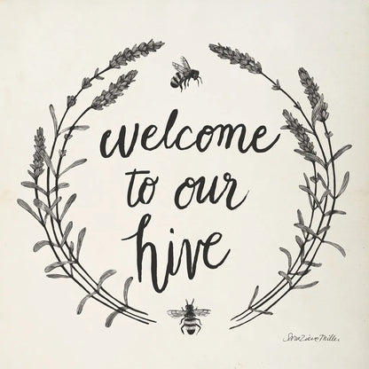 Happy to Bee Home II Words Neutral by Sara Zieve Miller. SKU 54684a. Archival Giclee Fine art print for wall decor.