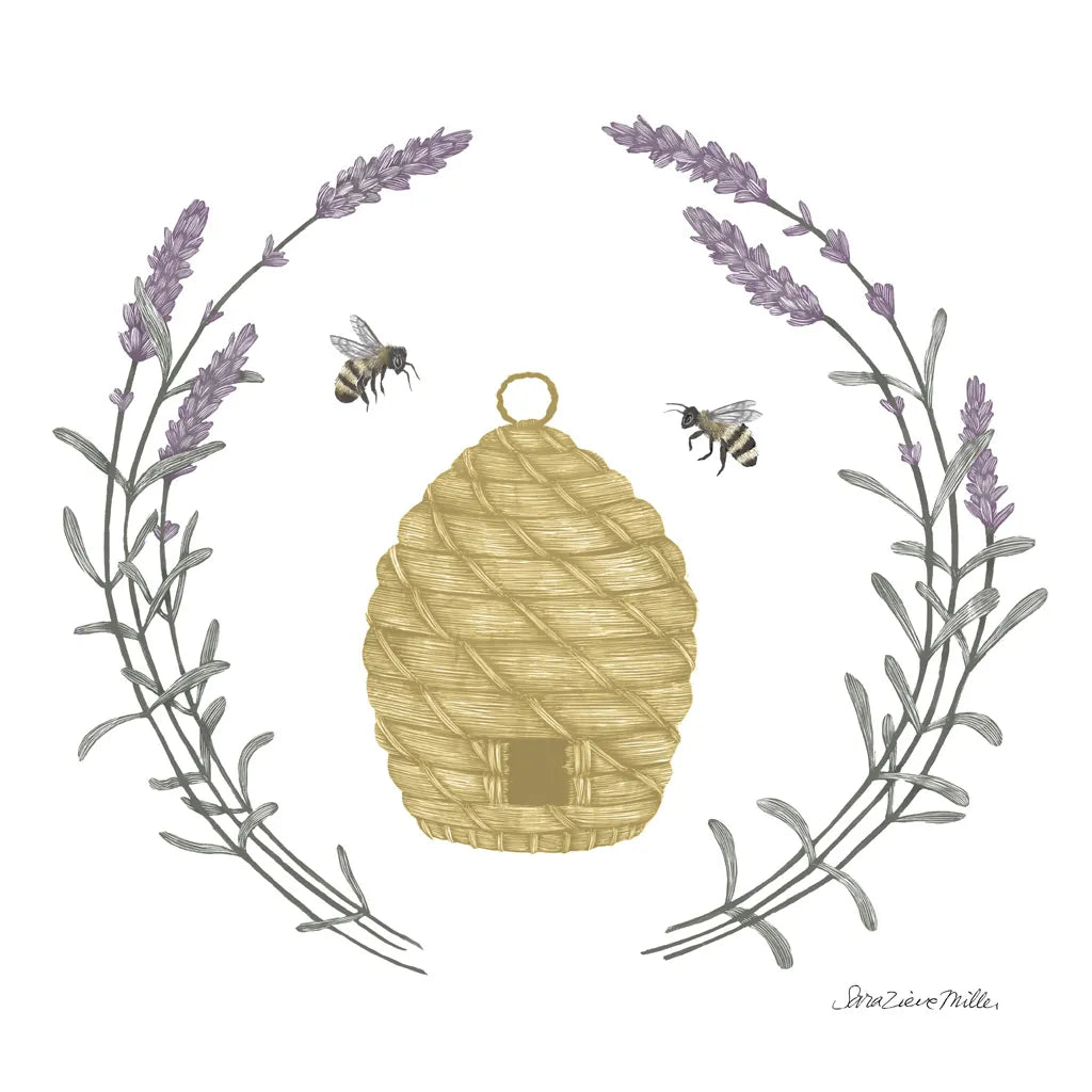 Happy to Bee Home II Yellow by Sara Zieve Miller. SKU 70699a. Archival Giclee Fine art print for wall decor.