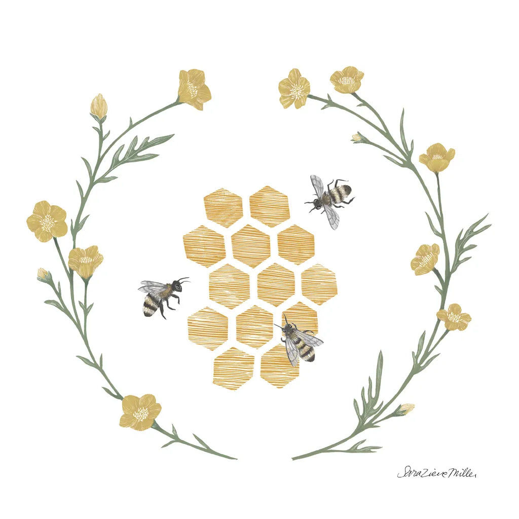 Happy to Bee Home III by Sara Zieve Miller. SKU 33592a. Archival Giclee Fine art print for wall decor.