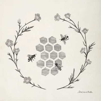Happy to Bee Home III Neutral by Sara Zieve Miller. SKU 54682a. Archival Giclee Fine art print for wall decor.