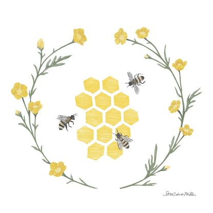 Happy to Bee Home III Yellow by Sara Zieve Miller. SKU 70700a. Archival Giclee Fine art print for wall decor.