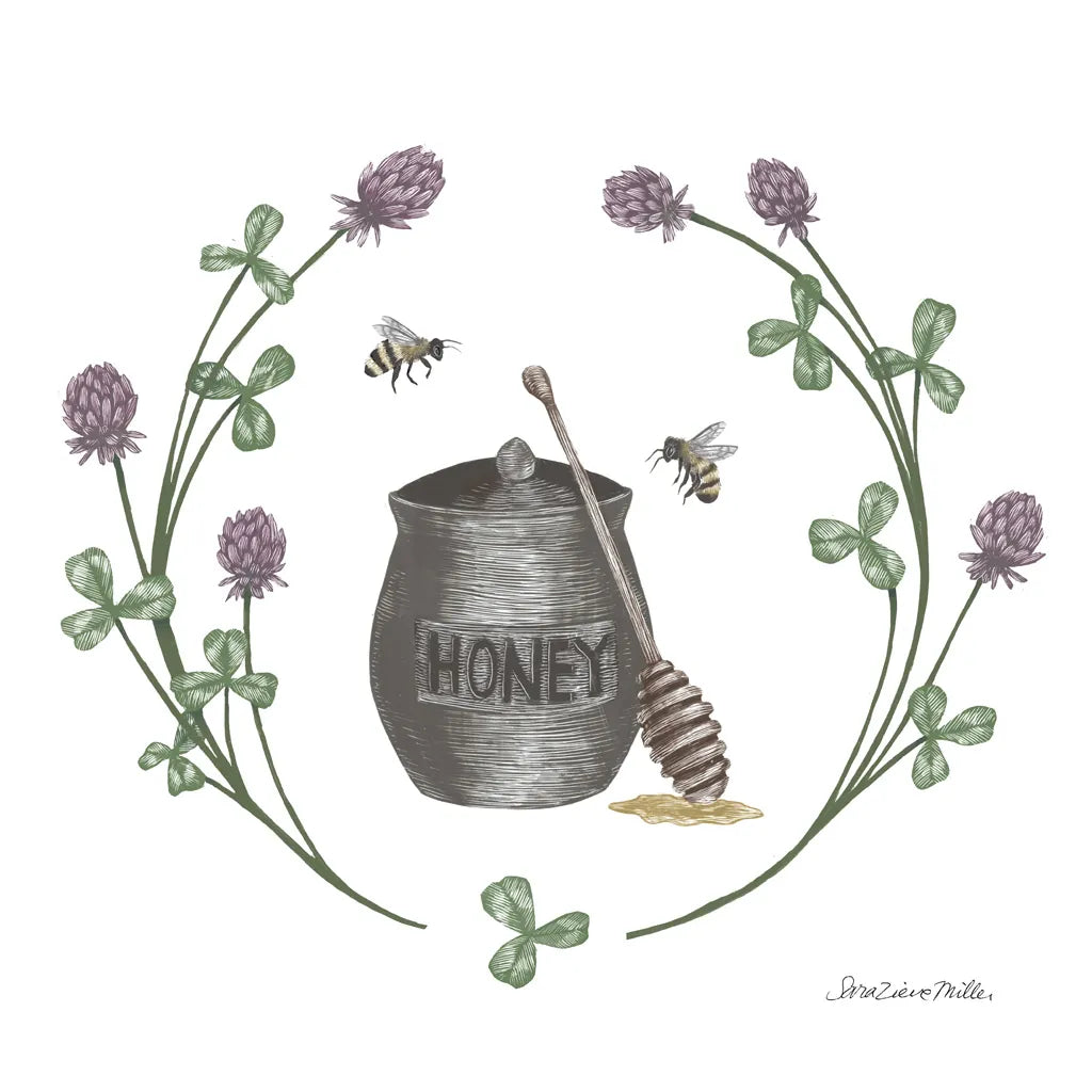 Happy to Bee Home IV by Sara Zieve Miller. SKU 33593a. Archival Giclee Fine art print for wall decor.