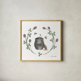 Happy to Bee Home IV by Sara Zieve Miller. Shown in a natural wood glass frame for a timeless modern aesthetic. Available as an archival giclee rolled canvas, fine art paper, or poster print. SKU 33593a.