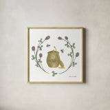 Happy to Bee Home IV Yellow by Sara Zieve Miller. Shown in a natural wood glass frame for a timeless modern aesthetic. Available as an archival giclee rolled canvas, fine art paper, or poster print. SKU 70701a.