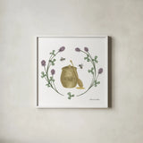 Happy to Bee Home IV Yellow by Sara Zieve Miller. Shown in a crisp white glass frame for a clean and minimalist style. Available as an archival giclee rolled canvas, fine art paper, or poster print. SKU 70701a.