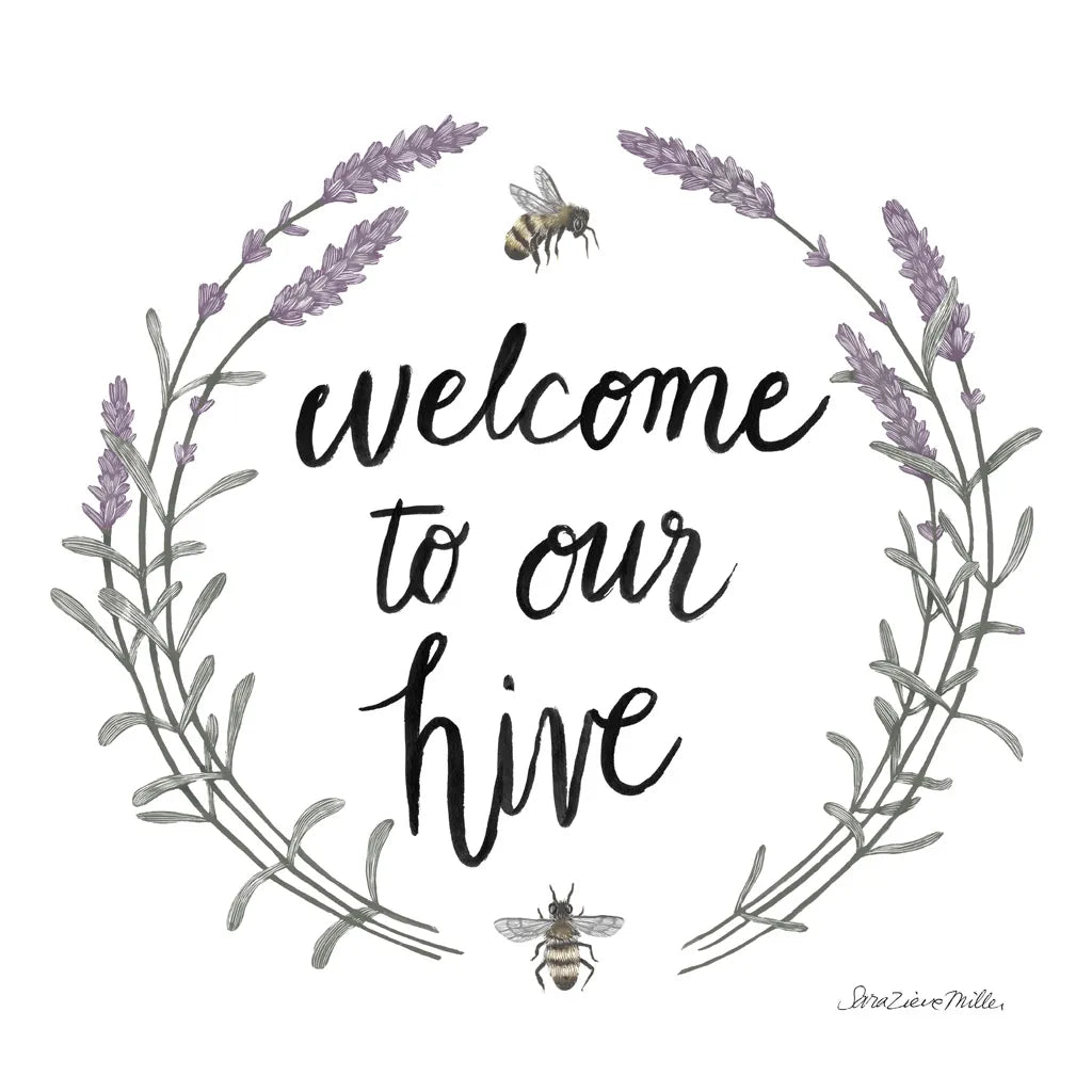 Happy to Bee Home Words II by Sara Zieve Miller. SKU 33595a. Archival Giclee Fine art print for wall decor.