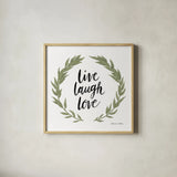 Happy to Bee Home Words III by Sara Zieve Miller. Shown in a natural wood glass frame for a timeless modern aesthetic. Available as an archival giclee rolled canvas, fine art paper, or poster print. SKU 70702a.