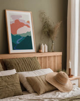 Hills and Valleys I Light v2 by Sara Zieve Miller. shown as a paper print in a natural frame. Available as a archival giclee rolled canvas, fine art paper, or poster print. SKU 80653h.