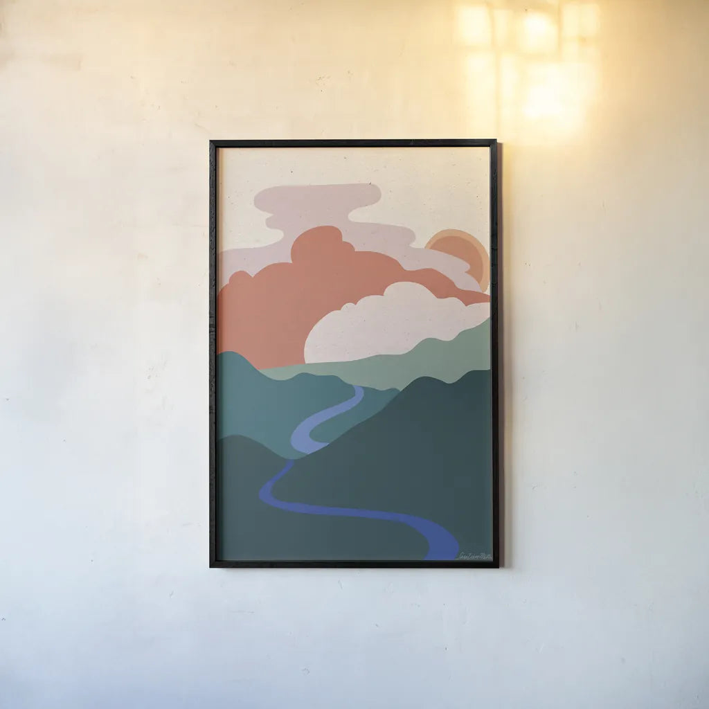 Hills and Valleys I Light v2 by Sara Zieve Miller. shown as a paper print in a black flame. Available as a archival giclee rolled canvas, fine art paper, or poster print. SKU 80653h.