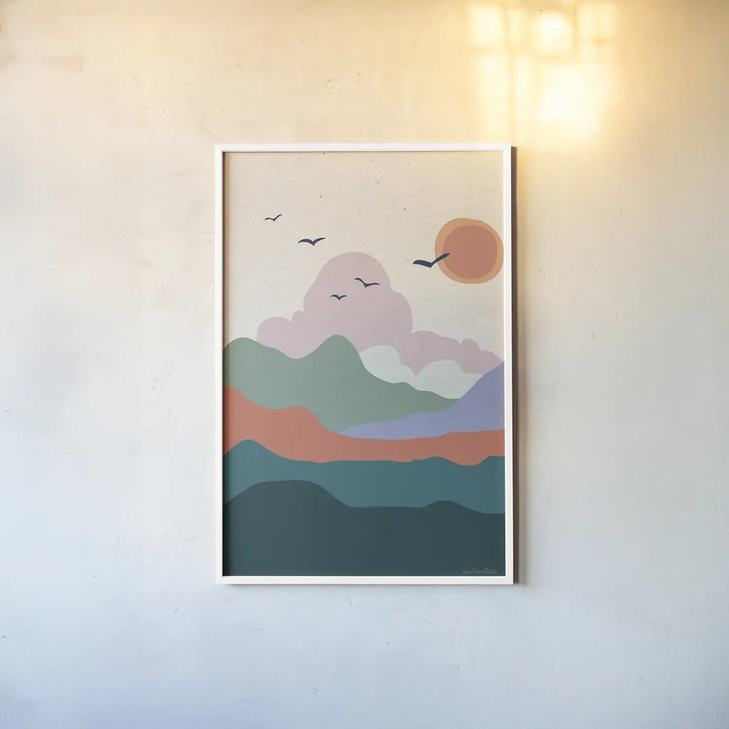 Hills and Valleys II v2 by Sara Zieve Miller. shown as a paper print in a white frame. Available as a archival giclee rolled canvas, fine art paper, or poster print. SKU 80654h.