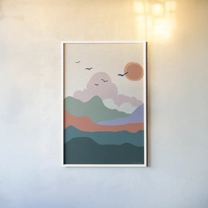 Hills and Valleys II v2 by Sara Zieve Miller. shown as a paper print in a white frame. Available as a archival giclee rolled canvas, fine art paper, or poster print. SKU 80654h.