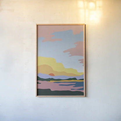 Hills and Valleys III v2 by Sara Zieve Miller. shown as a paper print in a natural frame. Available as a archival giclee rolled canvas, fine art paper, or poster print. SKU 80655h.