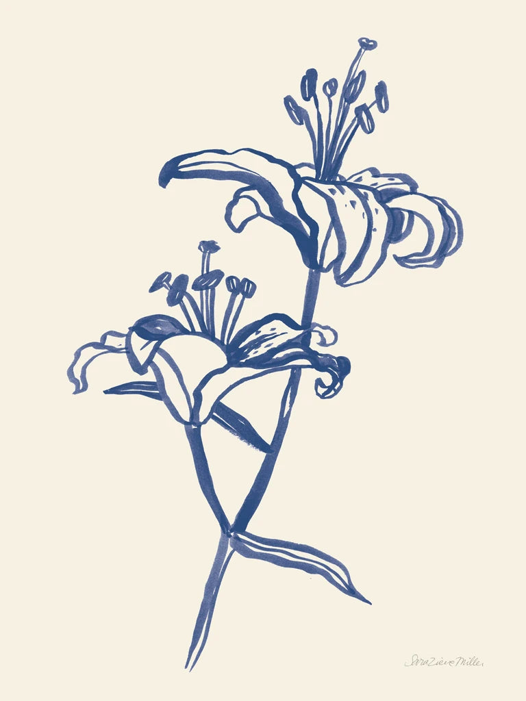 Ink Lilies I Blue by Sara Zieve Miller