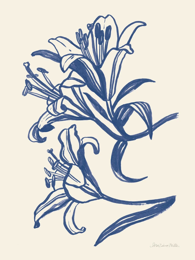 Ink Lilies II Blue by Sara Zieve Miller