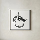 Ink Orange I by Sara Zieve Miller. Shown in a sleek black glass frame for a contemporary gallery look. Available as an archival giclee rolled canvas, fine art paper, or poster print. SKU 67962a.