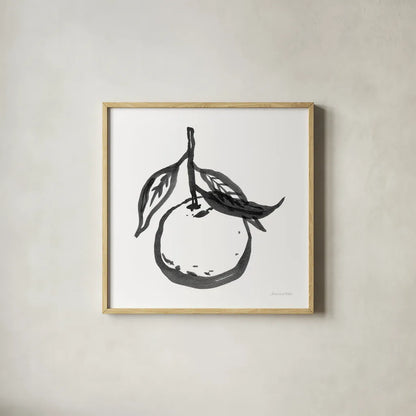 Ink Orange I by Sara Zieve Miller. Shown in a natural wood glass frame for a timeless modern aesthetic. Available as an archival giclee rolled canvas, fine art paper, or poster print. SKU 67962a.