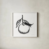 Ink Orange I by Sara Zieve Miller. Shown in a crisp white glass frame for a clean and minimalist style. Available as an archival giclee rolled canvas, fine art paper, or poster print. SKU 67962a.
