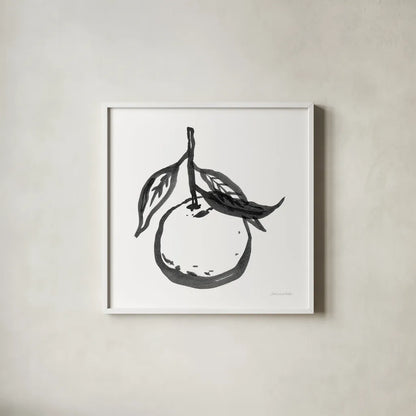 Ink Orange I by Sara Zieve Miller. Shown in a crisp white glass frame for a clean and minimalist style. Available as an archival giclee rolled canvas, fine art paper, or poster print. SKU 67962a.