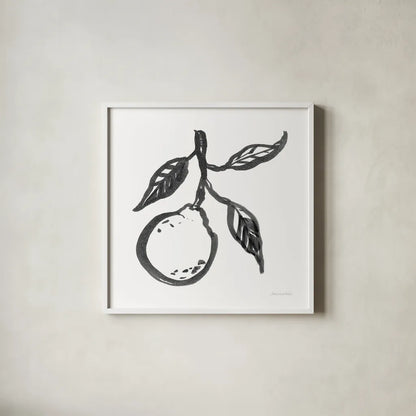 Ink Orange II by Sara Zieve Miller. Shown in a crisp white glass frame for a clean and minimalist style. Available as an archival giclee rolled canvas, fine art paper, or poster print. SKU 67963a.