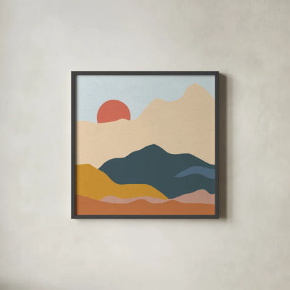 Mountainous II by Sara Zieve Miller. Shown in a sleek black glass frame for a contemporary gallery look. Available as an archival giclee rolled canvas, fine art paper, or poster print. SKU 65391a.
