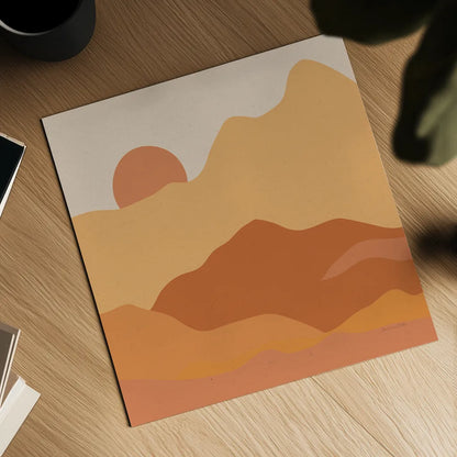 Mountainous II Orange by Sara Zieve Miller. Shown as a detailed flat fine art print, highlighting archival giclee quality. Available as an archival giclee rolled canvas, fine art paper, or poster print. SKU 70262a.
