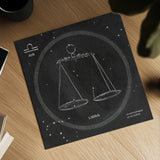 Night Sky Libra v2 by Sara Zieve Miller. Shown as a detailed flat fine art print, highlighting archival giclee quality. Available as an archival giclee rolled canvas, fine art paper, or poster print. SKU 61178a.