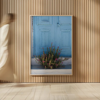 Santorini I by Sara Zieve Miller. shown as over sized large wall art. Available as an archival giclee rolled canvas, fine art paper, or poster print. SKU 32111h.