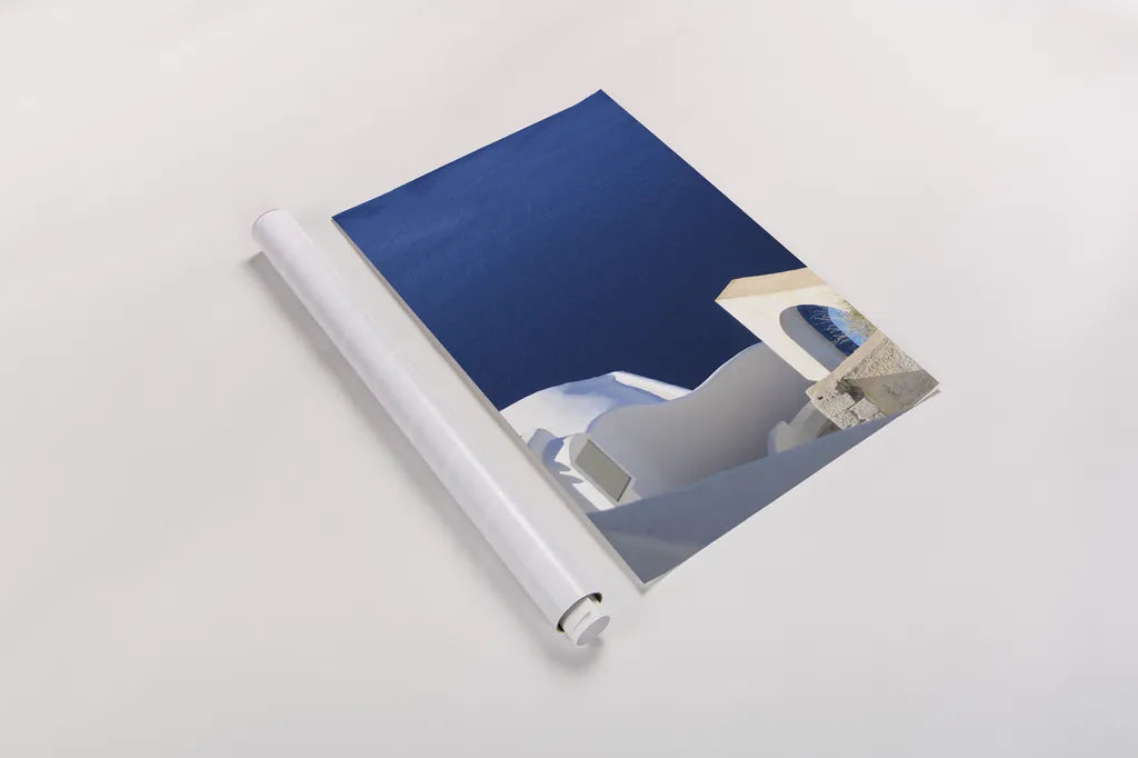 Santorini II by Sara Zieve Miller. shown as a rolled paper print. Available as archival giclee rolled canvas, fine art paper, or poster print. SKU 32112h.