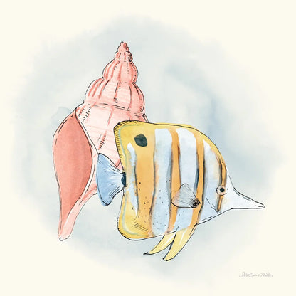 Sea Life I by Sara Zieve Miller. SKU 37039a. Archival Giclee Fine art print for wall decor.
