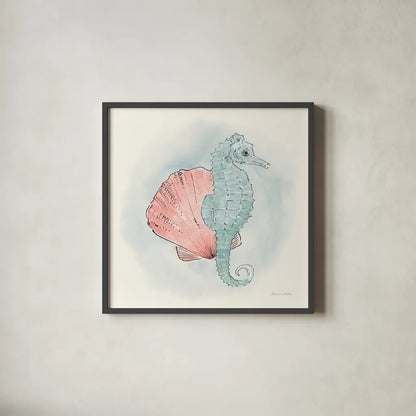 Sea Life III by Sara Zieve Miller. Shown in a sleek black glass frame for a contemporary gallery look. Available as an archival giclee rolled canvas, fine art paper, or poster print. SKU 37041a.