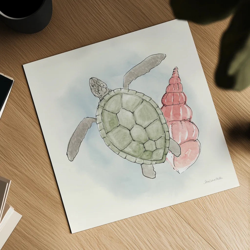 Sea Life IV by Sara Zieve Miller. Shown as a detailed flat fine art print, highlighting archival giclee quality. Available as an archival giclee rolled canvas, fine art paper, or poster print. SKU 37042a.