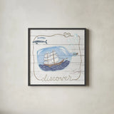 Ship in a Bottle Discover Shiplap by Sara Zieve Miller. Shown in a sleek black glass frame for a contemporary gallery look. Available as an archival giclee rolled canvas, fine art paper, or poster print. SKU 38811a.