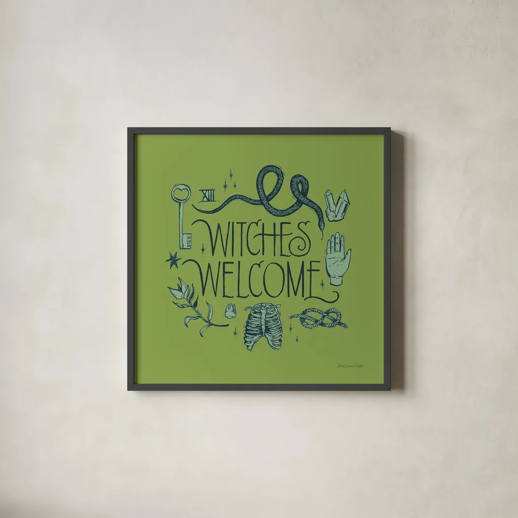 Something Wicked V by Sara Zieve Miller. Shown in a sleek black glass frame for a contemporary gallery look. Available as an archival giclee rolled canvas, fine art paper, or poster print. SKU 58089a.