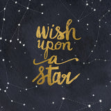Starry Words Gold - Wish Upon A Star by Sara Zieve Miller. SKU 36005a. Archival Giclee Fine art print for wall decor.