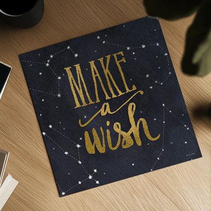 Starry Words I v.3 Gold by Sara Zieve Miller. Shown as a detailed flat fine art print, highlighting archival giclee quality. Available as an archival giclee rolled canvas, fine art paper, or poster print. SKU 21671a.