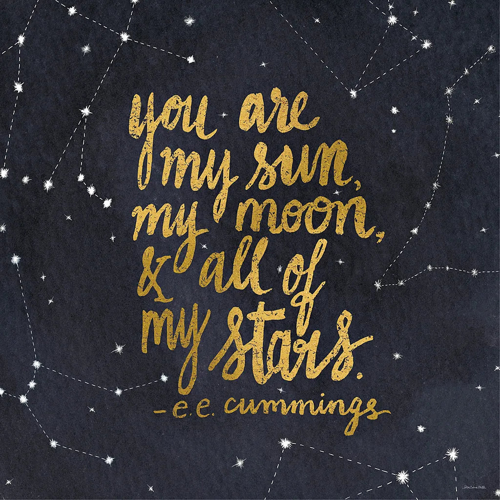 Starry Words III Gold by Sara Zieve Miller. SKU 21670a. Archival Giclee Fine art print for wall decor.
