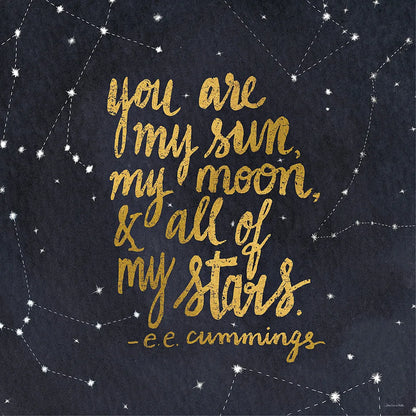 Starry Words III Gold by Sara Zieve Miller. SKU 21670a. Archival Giclee Fine art print for wall decor.
