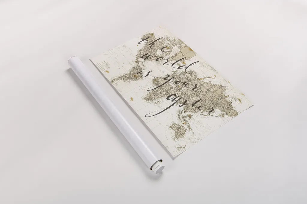 The World is Your Oyster by Sara Zieve Miller. shown as a rolled paper print. Available as archival giclee rolled canvas, fine art paper, or poster print. SKU 16779i.