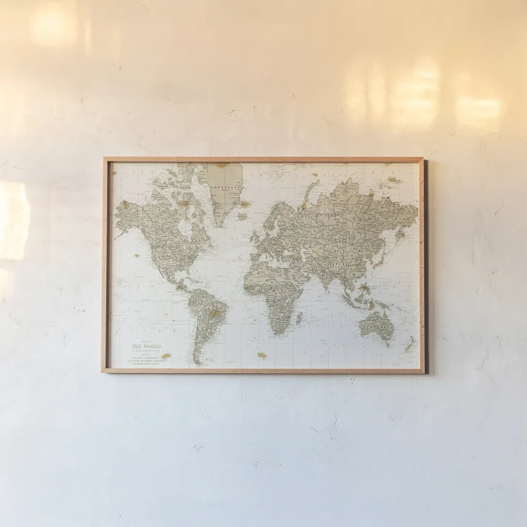 The World is Your Oyster No Words by Sara Zieve Miller. shown as a paper print in a natural frame. Available as a archival giclee rolled canvas, fine art paper, or poster print. SKU 52846i.