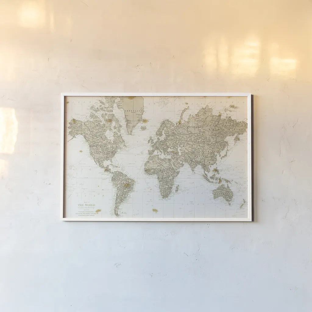 The World is Your Oyster No Words by Sara Zieve Miller. shown as a paper print in a white frame. Available as a archival giclee rolled canvas, fine art paper, or poster print. SKU 52846i.