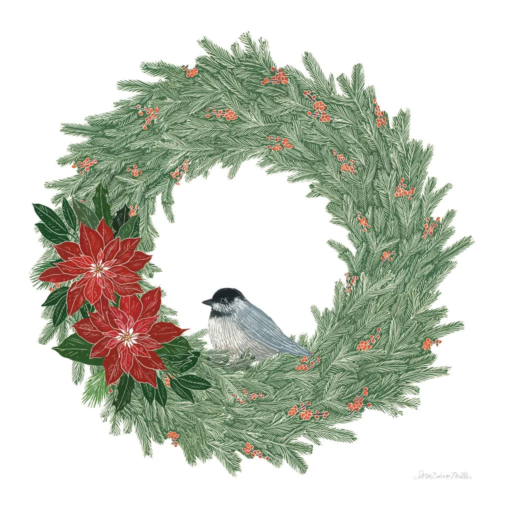 Woodland Wreath No Words II by Sara Zieve Miller. SKU 57215a. Archival Giclee Fine art print for wall decor.