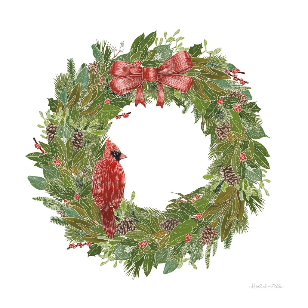 Woodland Wreath No Words IV by Sara Zieve Miller. SKU 57216a. Archival Giclee Fine art print for wall decor.