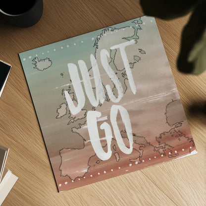 World Traveler II Neutral by Sara Zieve Miller. Shown as a detailed flat fine art print, highlighting archival giclee quality. Available as an archival giclee rolled canvas, fine art paper, or poster print. SKU 75051a.