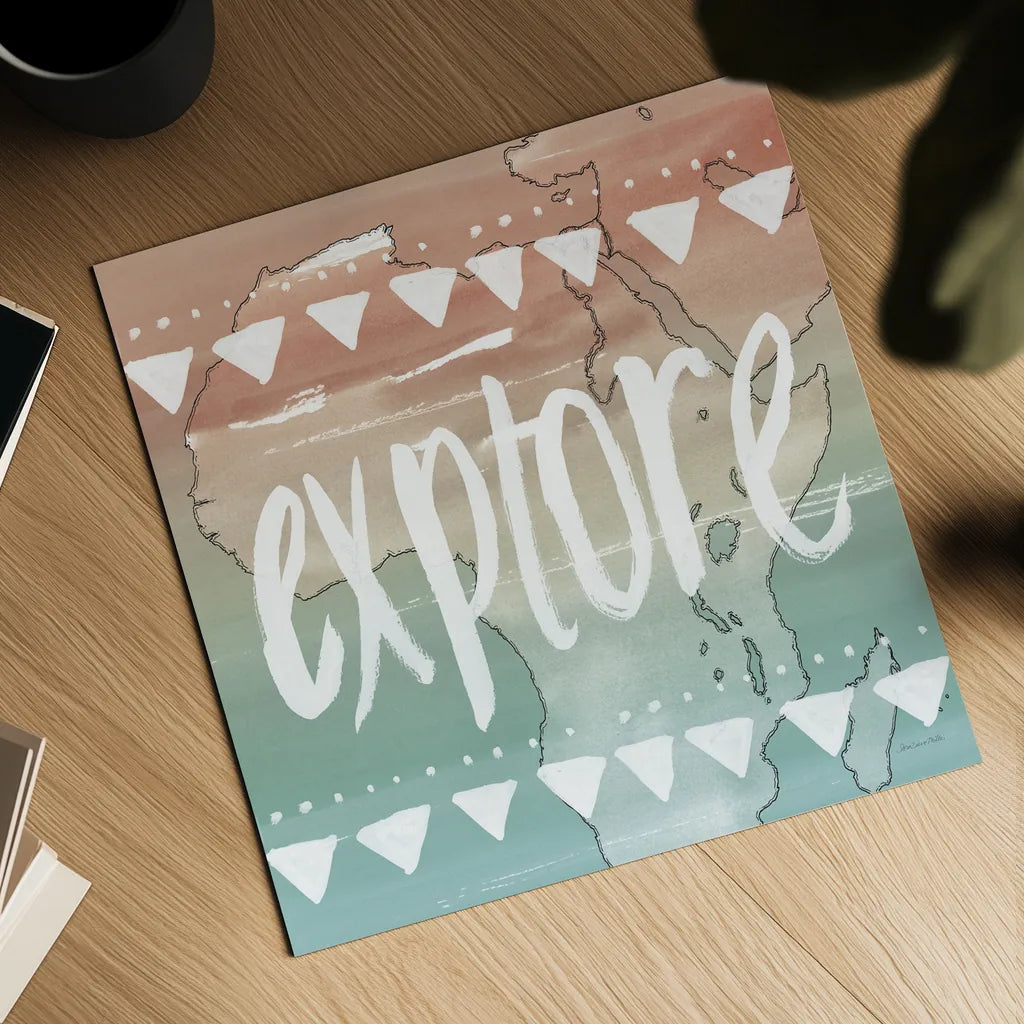 World Traveler III Neutral by Sara Zieve Miller. Shown as a detailed flat fine art print, highlighting archival giclee quality. Available as an archival giclee rolled canvas, fine art paper, or poster print. SKU 75052a.