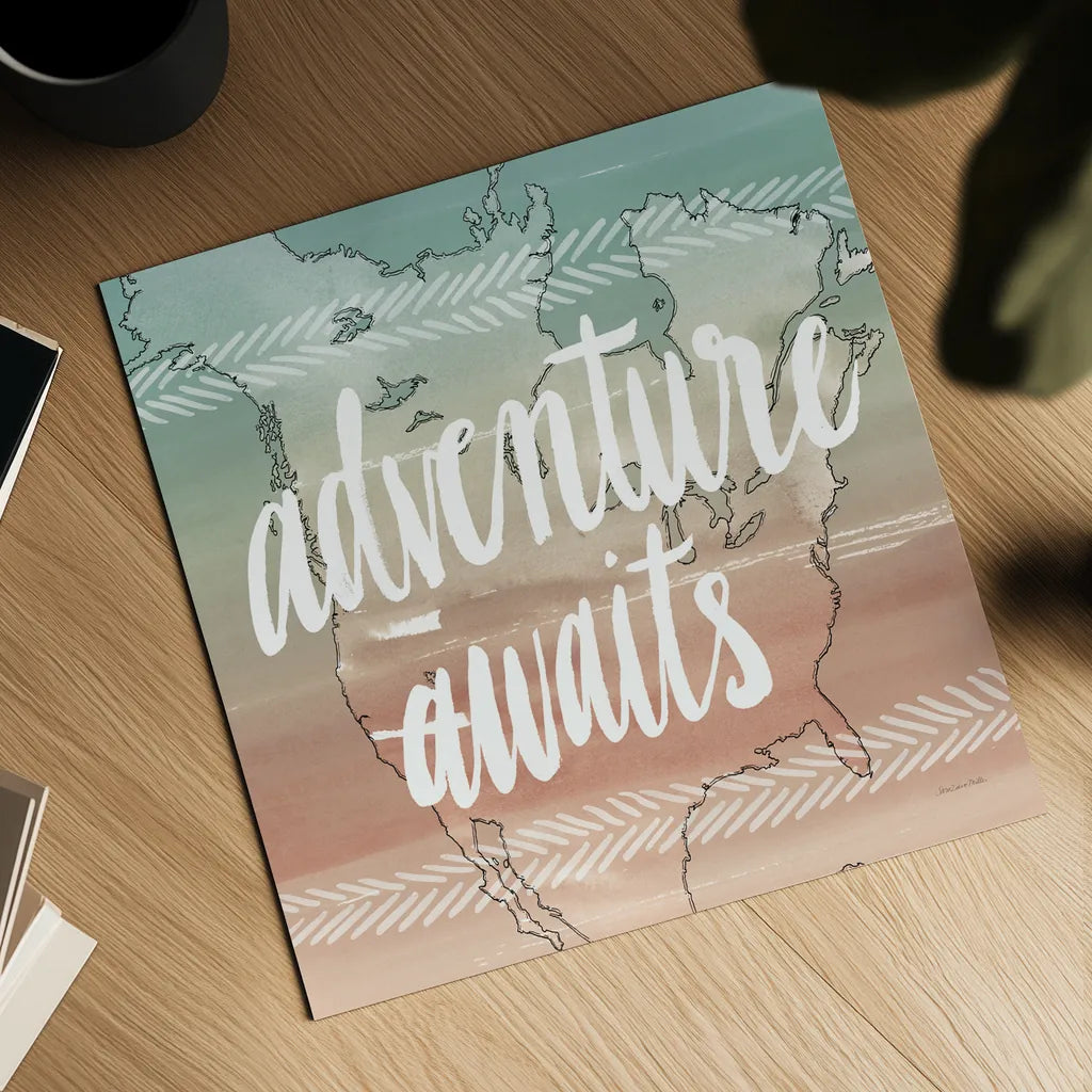 World Traveler IV Neutral by Sara Zieve Miller. Shown as a detailed flat fine art print, highlighting archival giclee quality. Available as an archival giclee rolled canvas, fine art paper, or poster print. SKU 75053a.