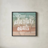 World Traveler IV Neutral by Sara Zieve Miller. Shown in a sleek black glass frame for a contemporary gallery look. Available as an archival giclee rolled canvas, fine art paper, or poster print. SKU 75053a.