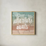 World Traveler IV Neutral by Sara Zieve Miller. Shown in a natural wood glass frame for a timeless modern aesthetic. Available as an archival giclee rolled canvas, fine art paper, or poster print. SKU 75053a.