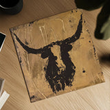 Abstract Bull by Sarah Adams. Shown as a detailed flat fine art print, highlighting archival giclee quality. Available as an archival giclee rolled canvas, fine art paper, or poster print. SKU 101488a.