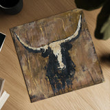 Abstract Bull v2 by Sarah Adams. Shown as a detailed flat fine art print, highlighting archival giclee quality. Available as an archival giclee rolled canvas, fine art paper, or poster print. SKU 101489a.